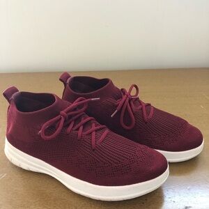Fitflop uberknit slip on high top sneakers dark red Size 8